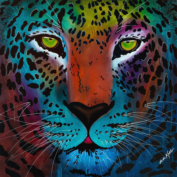 Acrylic Poster featuring the painting Content Leopard by Dede Koll