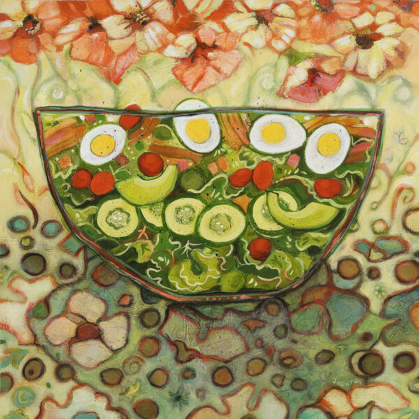 Jen Norton Poster featuring the painting Cool Summer Salad by Jen Norton