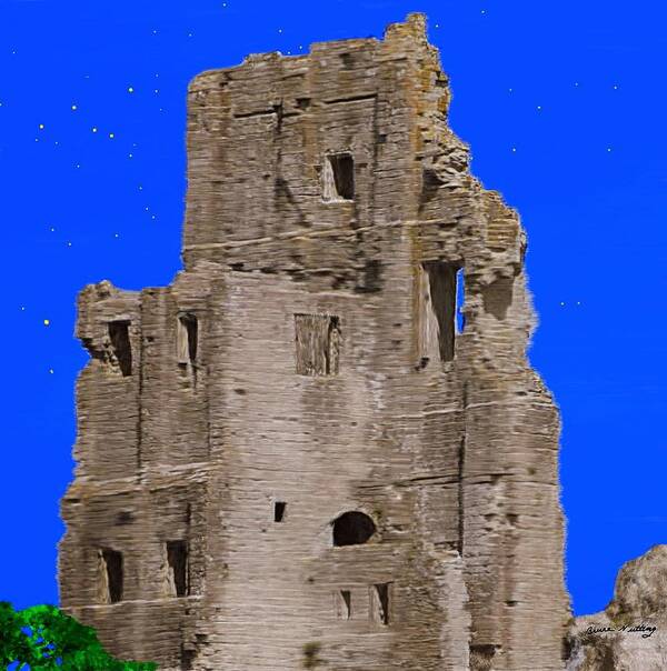 Corfe Poster featuring the painting Corfe Castle Ruins by Bruce Nutting