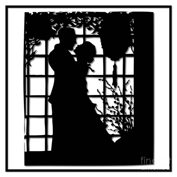 Couples Poster featuring the digital art Couple in Love Silhouette by Rose Santuci-Sofranko