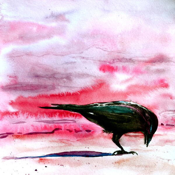 Crow At Dawn Poster featuring the painting Crow At Dawn by Beverley Harper Tinsley