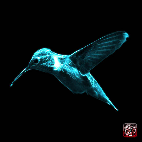 Hummingbird Poster featuring the digital art Cyan Hummingbird - 2054 F by James Ahn