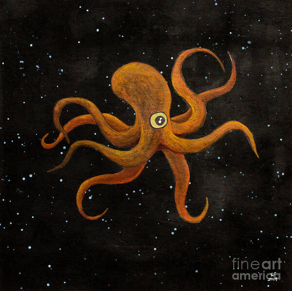  Poster featuring the painting Cycloptopus black by Stefanie Forck