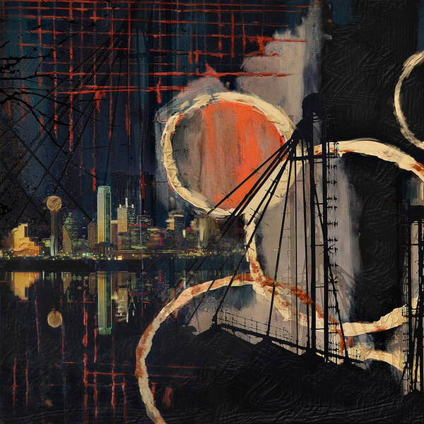 Dallas Poster featuring the painting Dallas Skyline 002 by Corporate Art Task Force