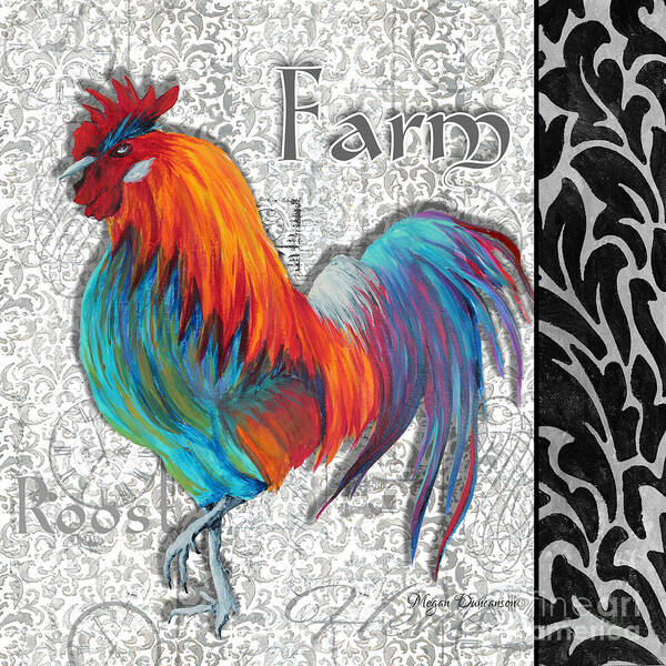 Rooster Poster featuring the painting Decorative Rooster Chicken Decorative Art Original Painting King of the Roost By Megan Duncanson by Megan Aroon