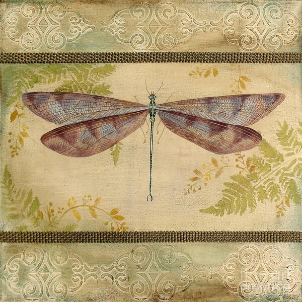 Acrylic Painting Poster featuring the painting Dragonfly Among the Ferns-3 by Jean Plout