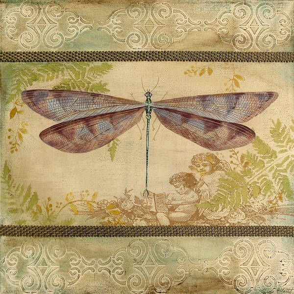 Acrylic Painting Poster featuring the painting Dragonfly and the Angel-4 by Jean Plout