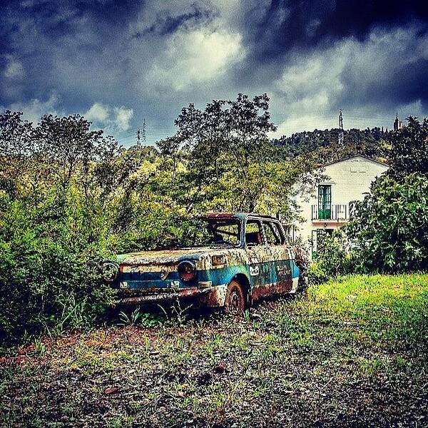 Clouds Poster featuring the photograph Drama #hdr #coche #car #abandono by Santiago Munoz