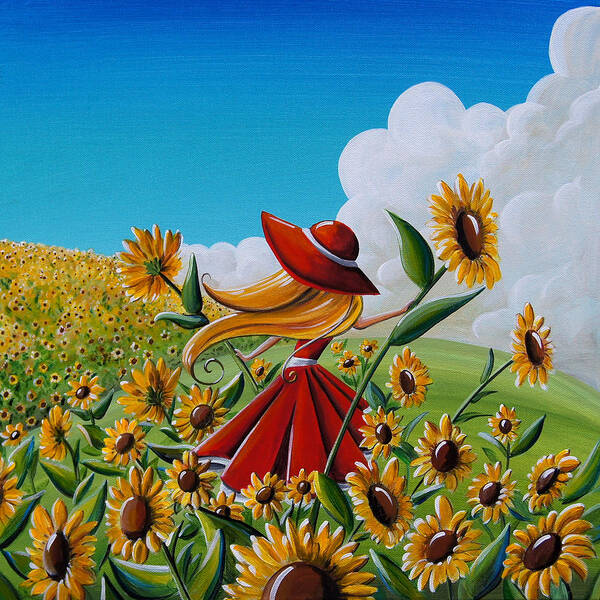 Sunflowers Poster featuring the painting Dream Chaser by Cindy Thornton