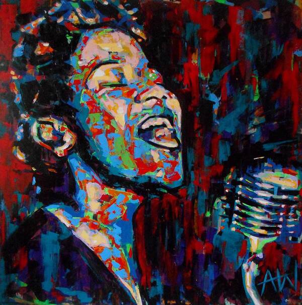 Art Poster featuring the painting Ella Fitzgerald by Angie Wright