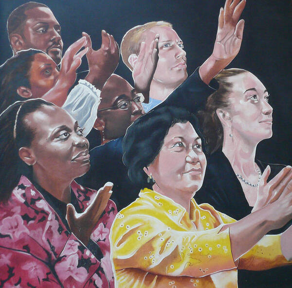 African American Poster featuring the painting Enter-Racial Praise by Belle Massey