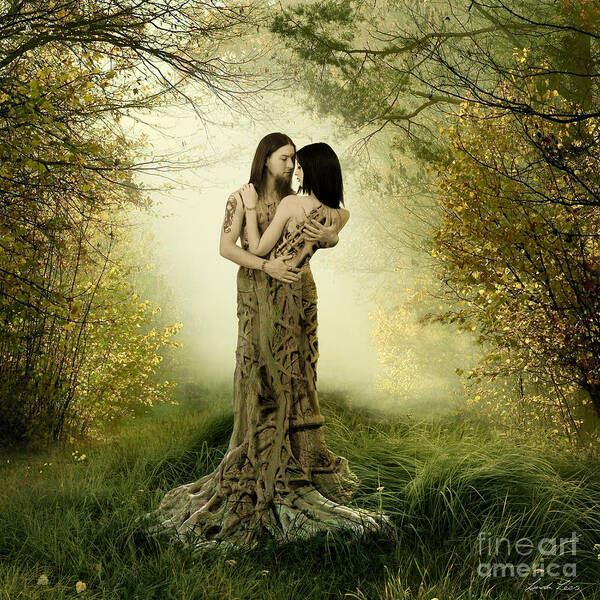  Tree Poster featuring the digital art Eternal Embrace by Linda Lees