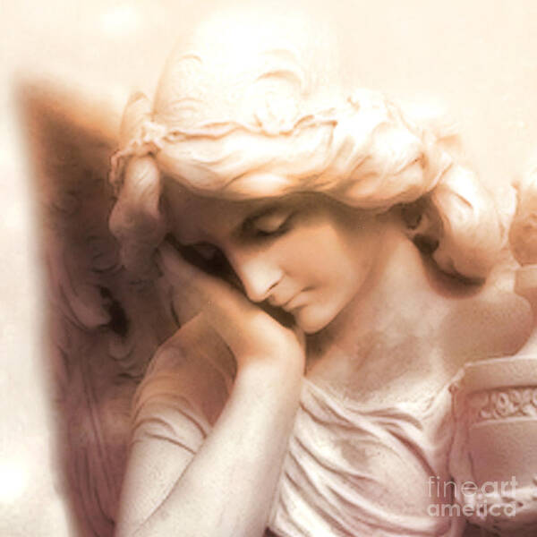 Dreamy Angel Face Art Poster featuring the photograph Ethereal Angel Art - Dreamy Surreal Peaceful Comforting Angel Art by Kathy Fornal