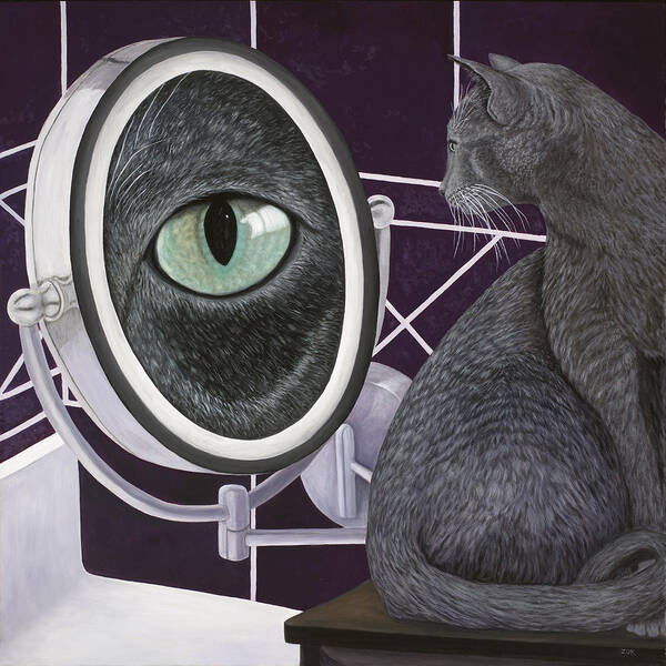 Cat Art Poster featuring the painting Eye See You by Karen Zuk Rosenblatt