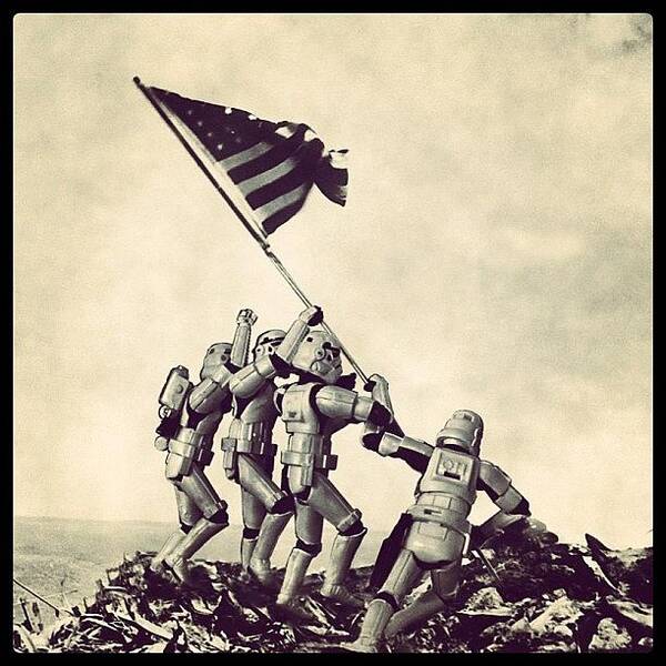 Flag Raising On Iwo Jima Poster featuring the photograph Flag Raising On Iwo Jima - Star Wars by Tony Leone