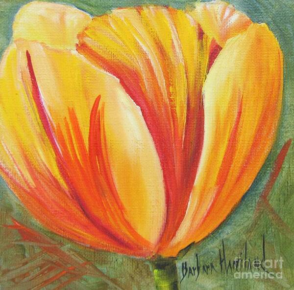 Tulip Poster featuring the painting Flame Tulip by Barbara Haviland by Barbara Haviland