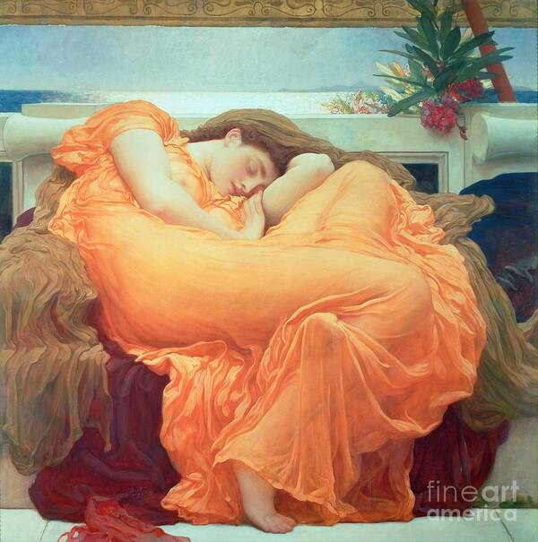 Breast Poster featuring the painting Flaming June by Frederic Leighton