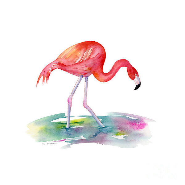 Flamingo Poster featuring the painting Flamingo Step by Amy Kirkpatrick