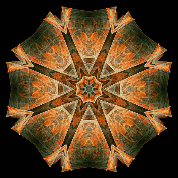 Fractal Poster featuring the digital art Folded 8-pointed Kaleidoscope Image by Richard Ortolano