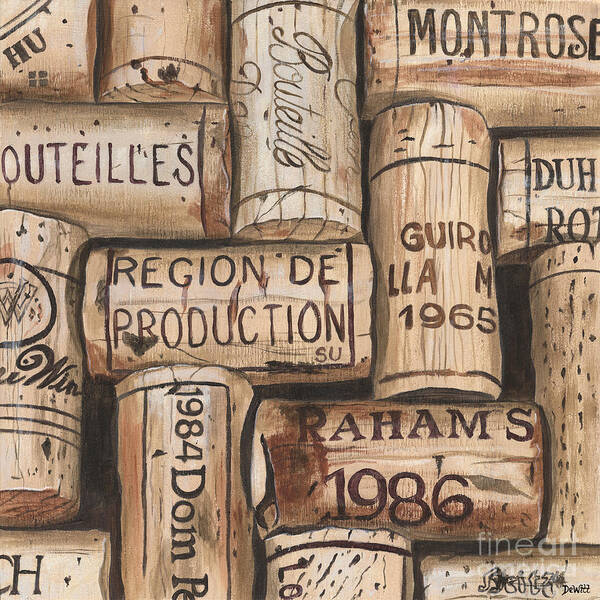 Alcohol Poster featuring the painting French Corks by Debbie DeWitt