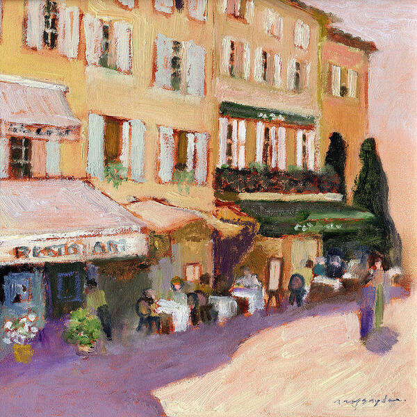 French Cafe Poster featuring the painting French Village by J Reifsnyder