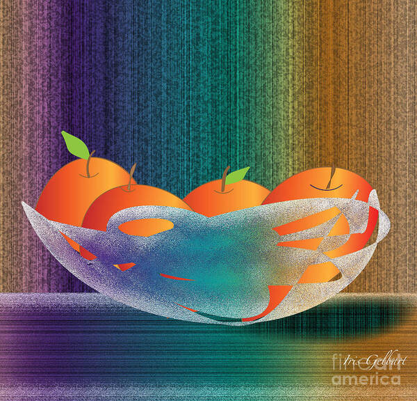 Bowl Poster featuring the digital art Fruit Bowl by Iris Gelbart