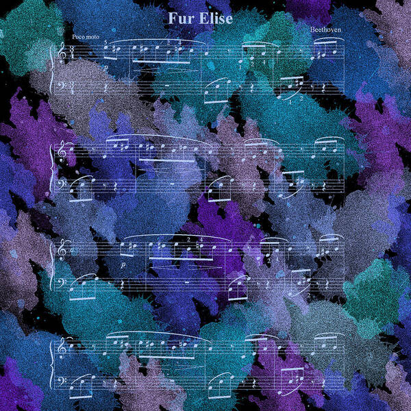 Modern Poster featuring the painting Fur Elise music digital painting by Georgeta Blanaru