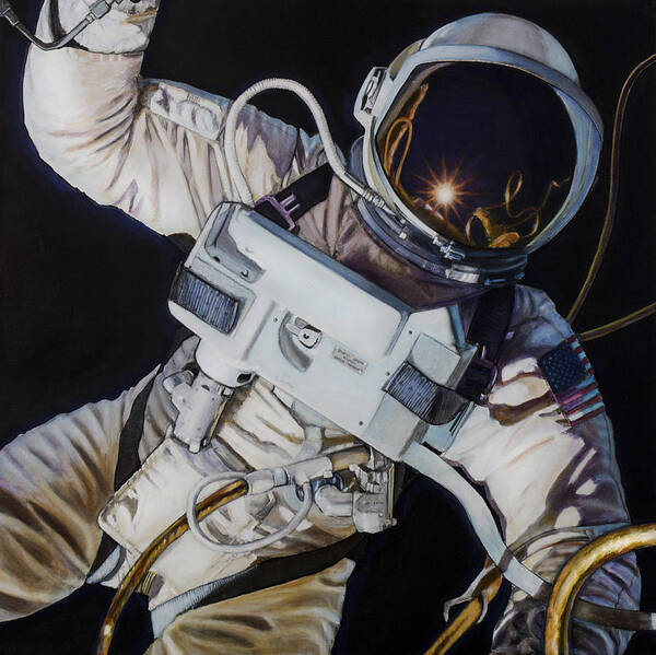 Nasa Poster featuring the painting Gemini IV- Ed White by Simon Kregar