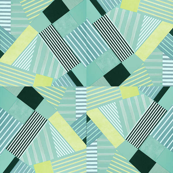 Geo Poster featuring the digital art Geo Stripes In Pale Teal by Lanie Loreth