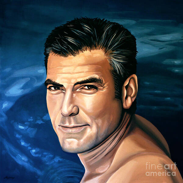 George Clooney Poster featuring the painting George Clooney 2 by Paul Meijering