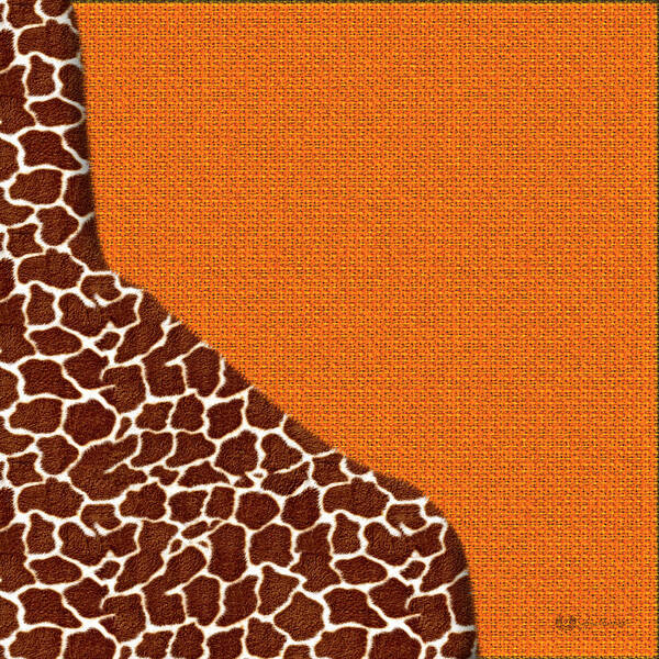 'beasts Creatures And Critters' Collection By Serge Averbukh Poster featuring the digital art Giraffe Furry Bottom on Orange by Serge Averbukh