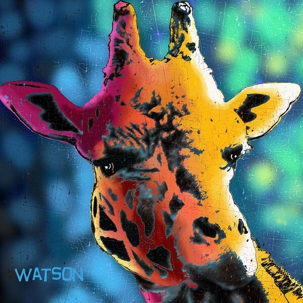 Close-up Poster featuring the digital art Giraffe by Marlene Watson