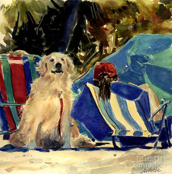 Golden Retriever Poster featuring the painting Golden Beach by Molly Poole