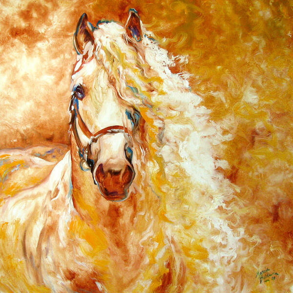 Horse Poster featuring the painting Golden Grace Equine Abstract by Marcia Baldwin