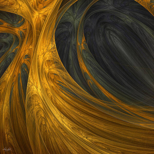 Gold Abstract Poster featuring the digital art Gold's Grace by Lourry Legarde