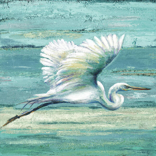 Coastal Poster featuring the painting Great Egret I by Patricia Pinto