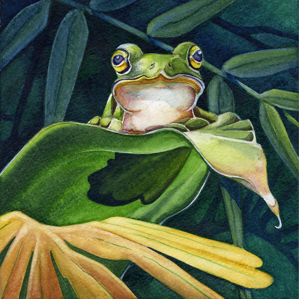 Frog Poster featuring the painting Great Pose by Lyse Anthony