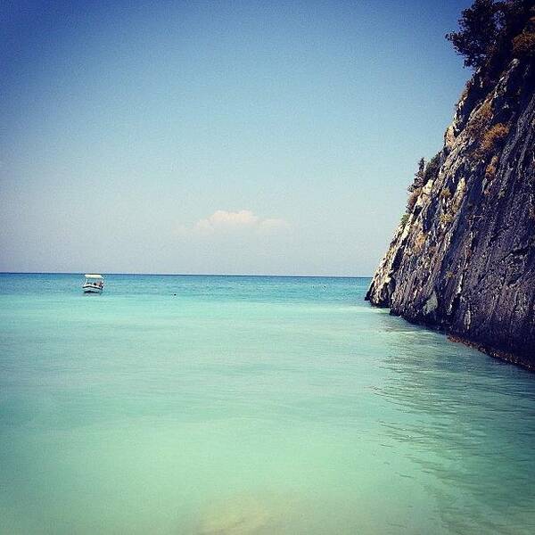 Blue Poster featuring the photograph #greece #zakynthos #zante #xigia by Lorena Chavarro