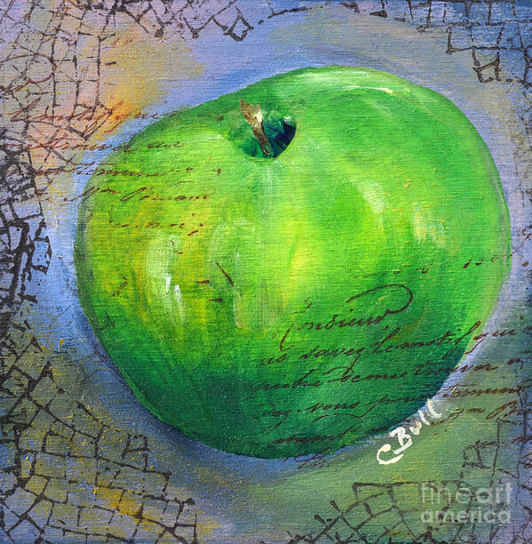Green Apple Poster featuring the painting Green Apple by Claire Bull