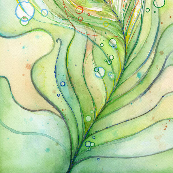 Green Poster featuring the painting Green Watercolor Bubbles by Olga Shvartsur