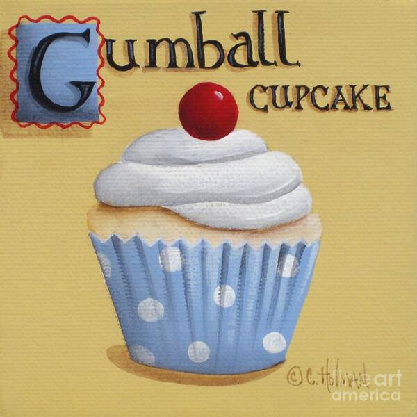 Art Poster featuring the painting Gumball Cupcake by Catherine Holman