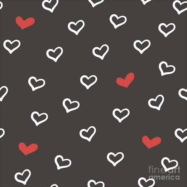 Romance Poster featuring the digital art Hand Drawn Doodle Seamless Pattern by Fafarumba