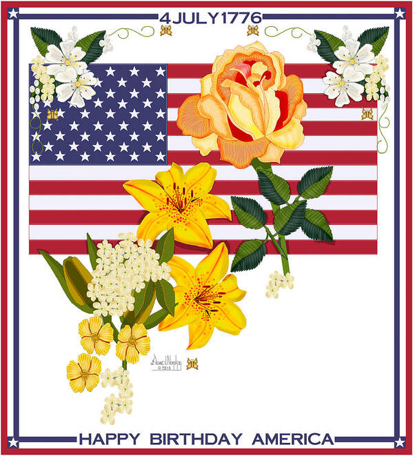 Old Glory Poster featuring the painting Happy Birthday America 2013 by Anne Norskog