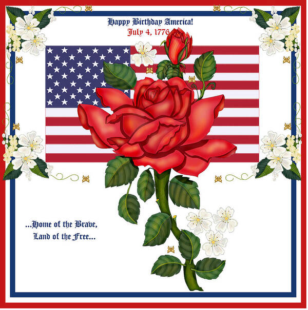 Happy 4th Of July Poster featuring the painting Happy Birthday America by Anne Norskog