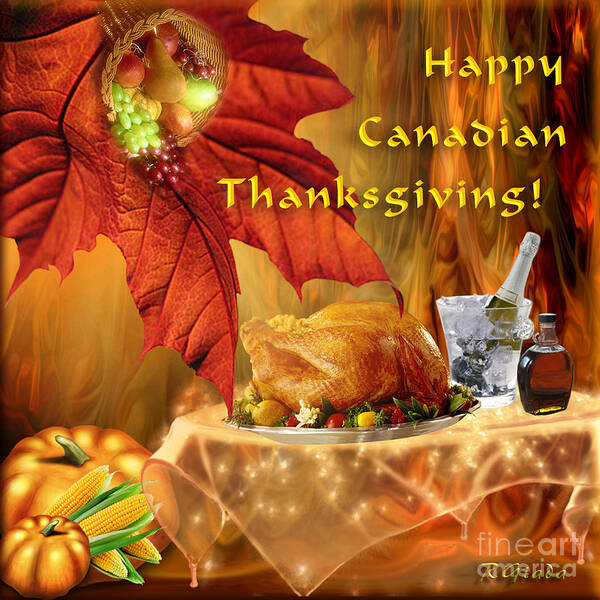 Greeting Card Poster featuring the digital art Happy Canadian Thanksgiving by Giada Rossi