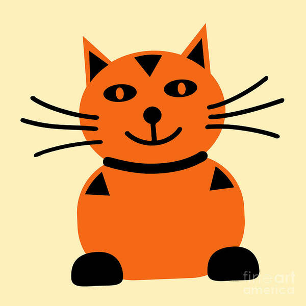 Cat Poster featuring the digital art Happy Orange Cat by Kent Lorentzen