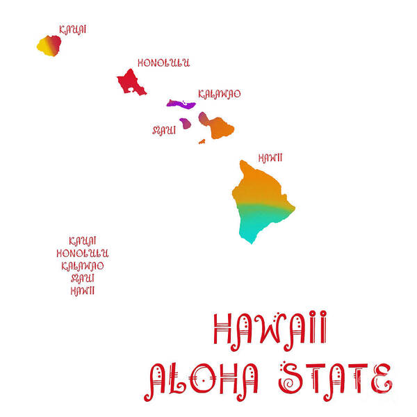 Andee Design Poster featuring the digital art Hawaii State Map Collection 2 by Andee Design