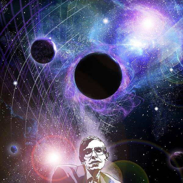 Stephen Hawking Poster featuring the photograph Hawking And Black Holes by Harald Ritsch/science Photo Library
