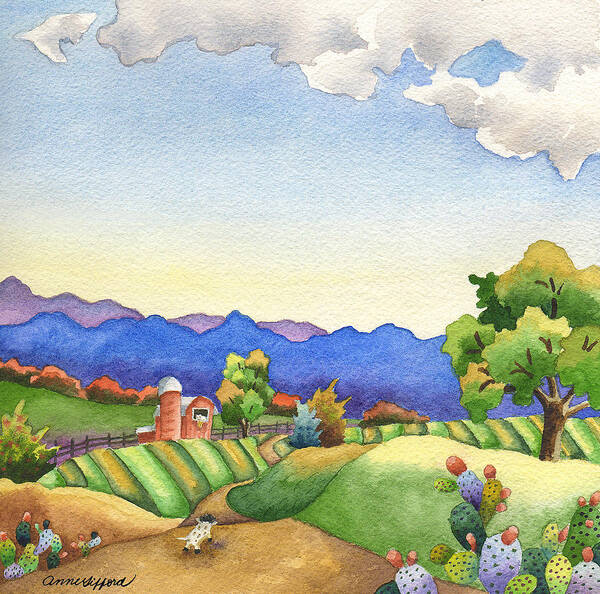 Spike The Dhog Painting Poster featuring the painting Heading for the Farm by Anne Gifford