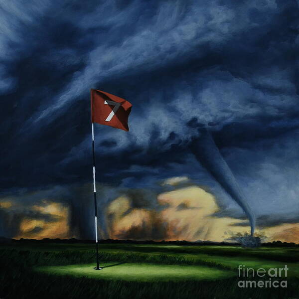 Golf Painting Poster featuring the painting Here Comes The Storm II by Ric Nagualero
